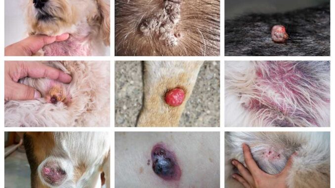 collage of dog skin issues
